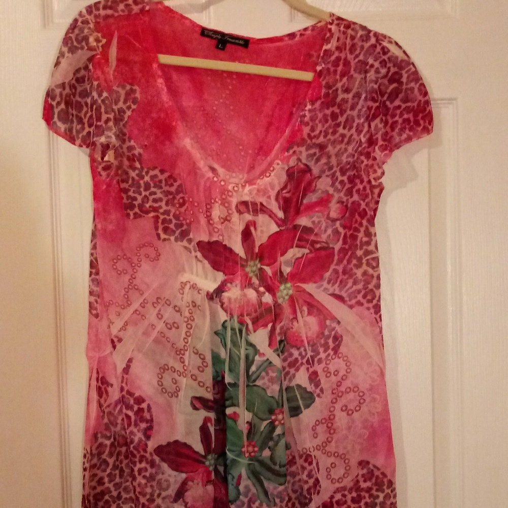 Simply Irresistible  tunic top semi sheer
